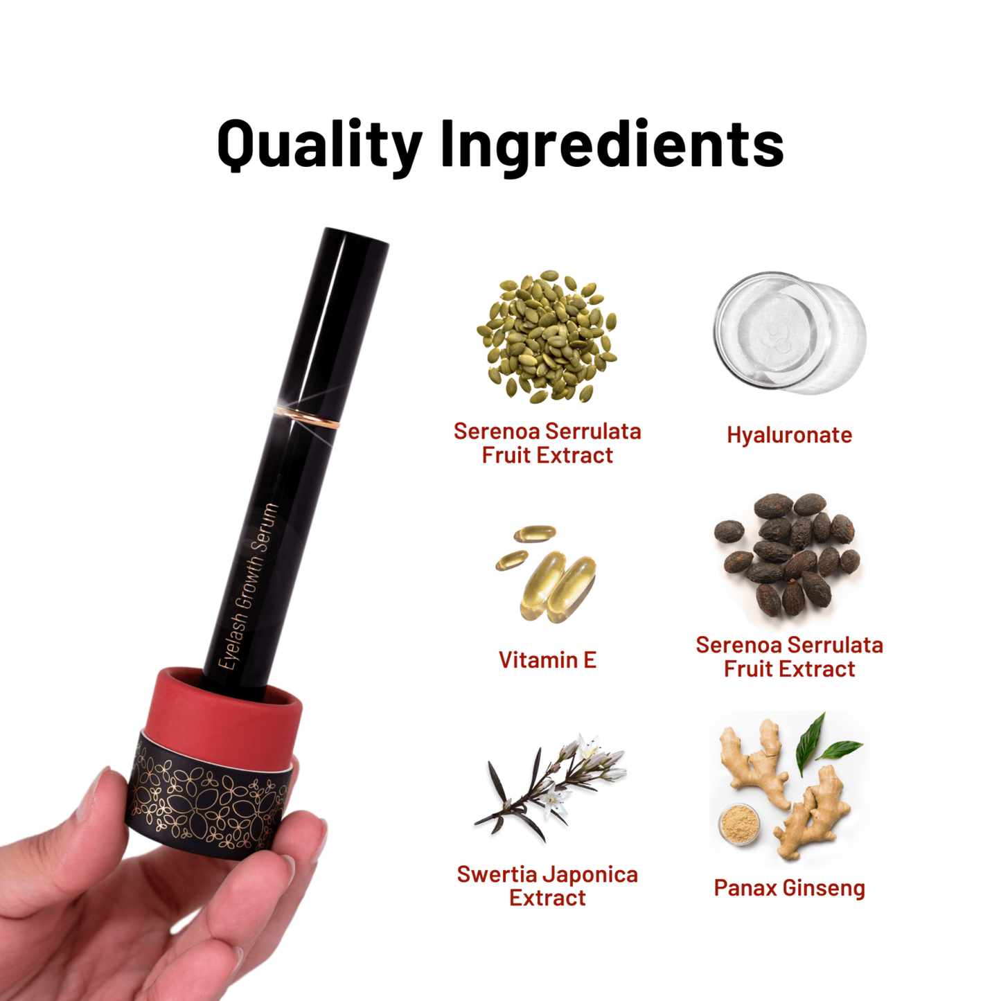 Eyelash Growth Serum - Plant-Based Lash Enhancer for Longer, Fuller Lashes