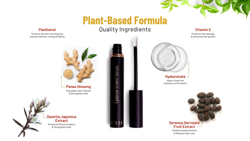 Quality Ingredients in Azeze eyebrow growth serum